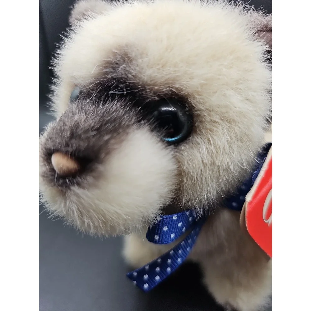 Vintage Gund Catnip Siamese Cat Plush #1126 Blue Polka Dot Bow Stuffer Kitten CC
